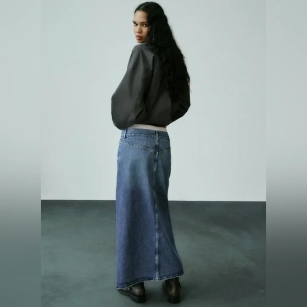 Zara TRF DENIM BOXER SKIRT. Blue. Size XS. New with Tags.